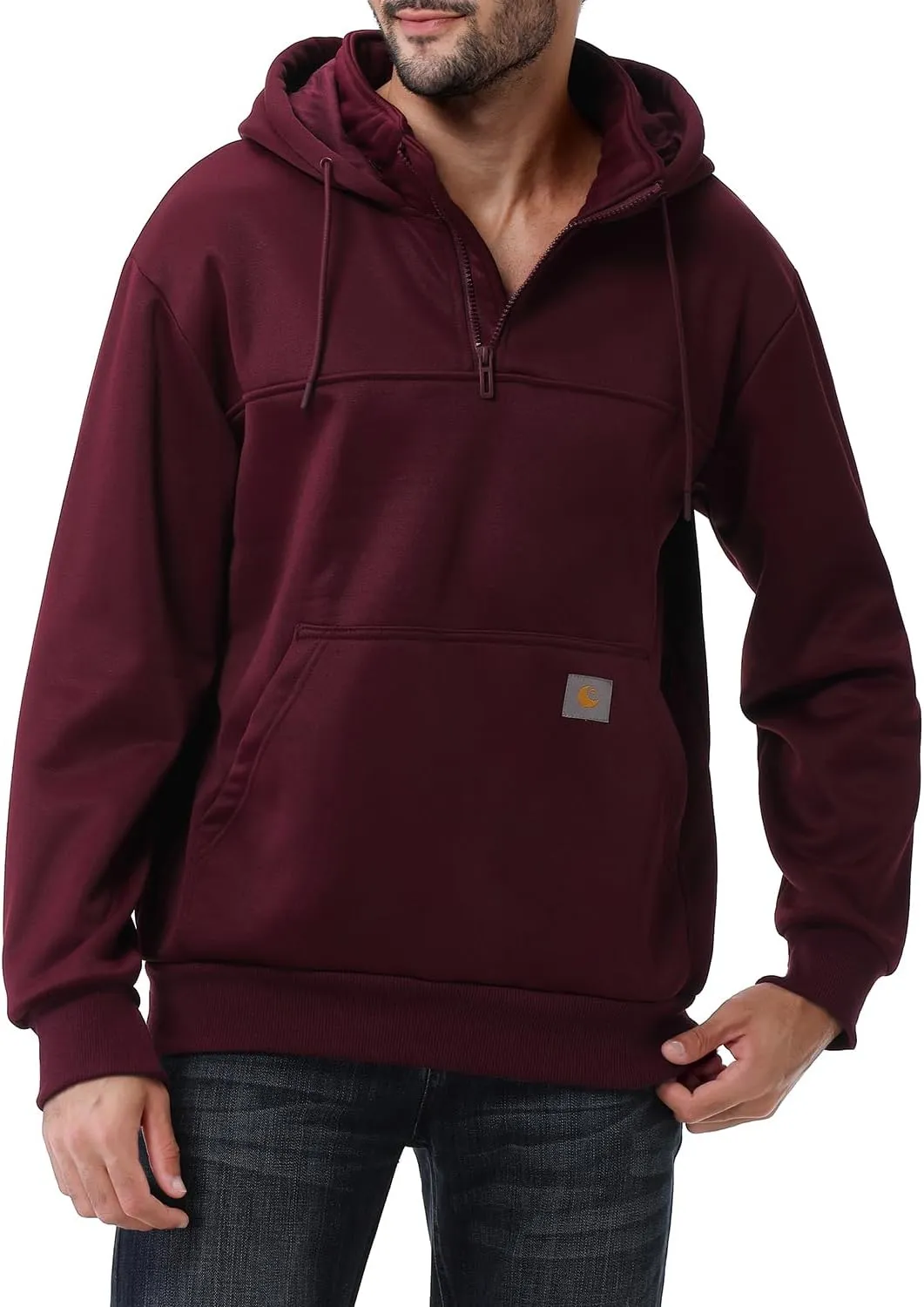 Men's Fashion Hoodies Sweatshirts Loose Fit Heavyweight Quarter-Zip Sweatshirt Fleece-Lined Pullover