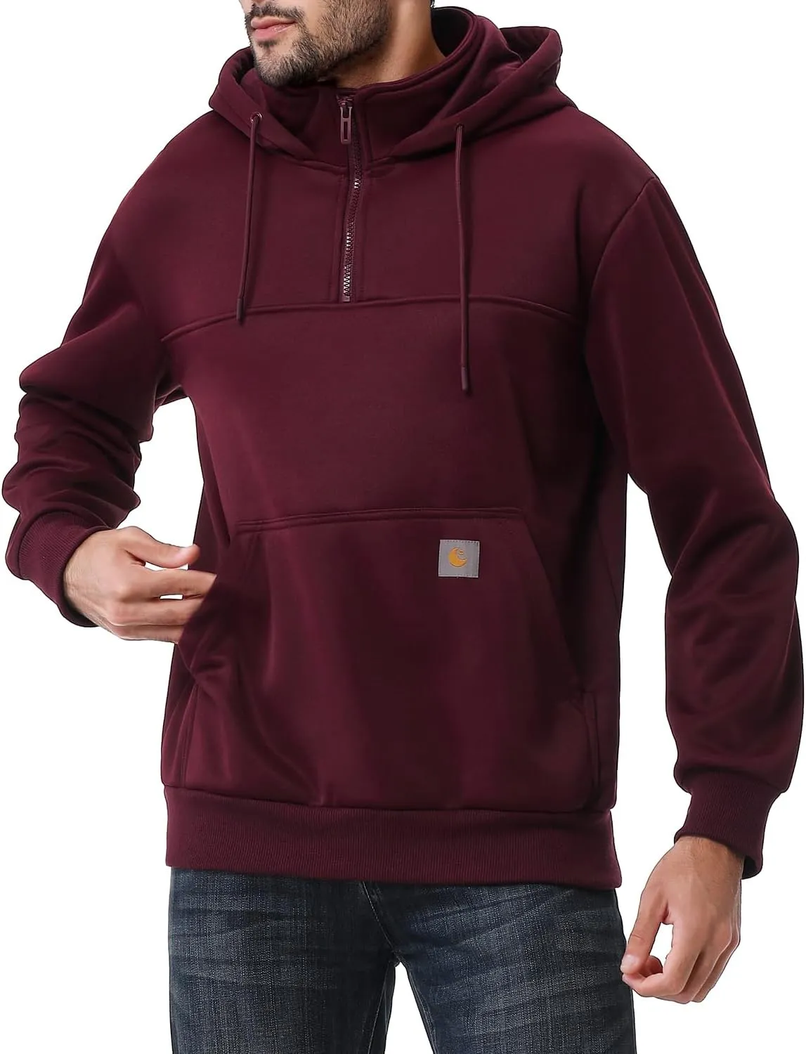 Men's Fashion Hoodies Sweatshirts Loose Fit Heavyweight Quarter-Zip Sweatshirt Fleece-Lined Pullover