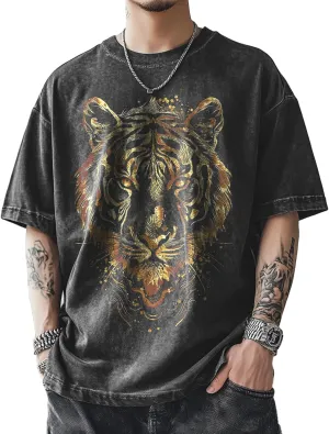 Mens Graphic T-Shirts 90s Rock Summer Big and Tall Workout Breathable Quick Dry Short Sleeve 100% Cotton Tee Shirts
