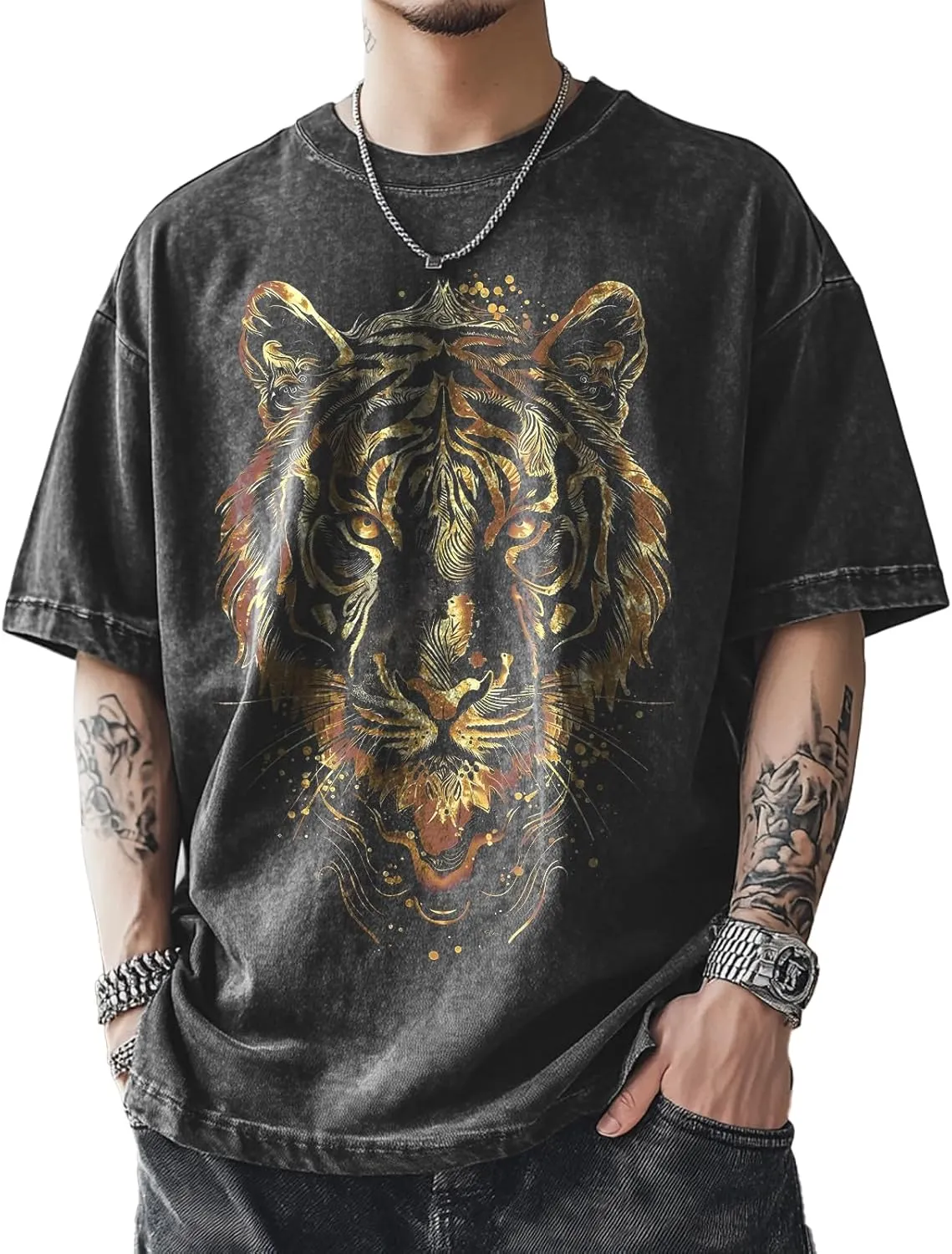 Mens Graphic T-Shirts 90s Rock Summer Big and Tall Workout Breathable Quick Dry Short Sleeve 100% Cotton Tee Shirts