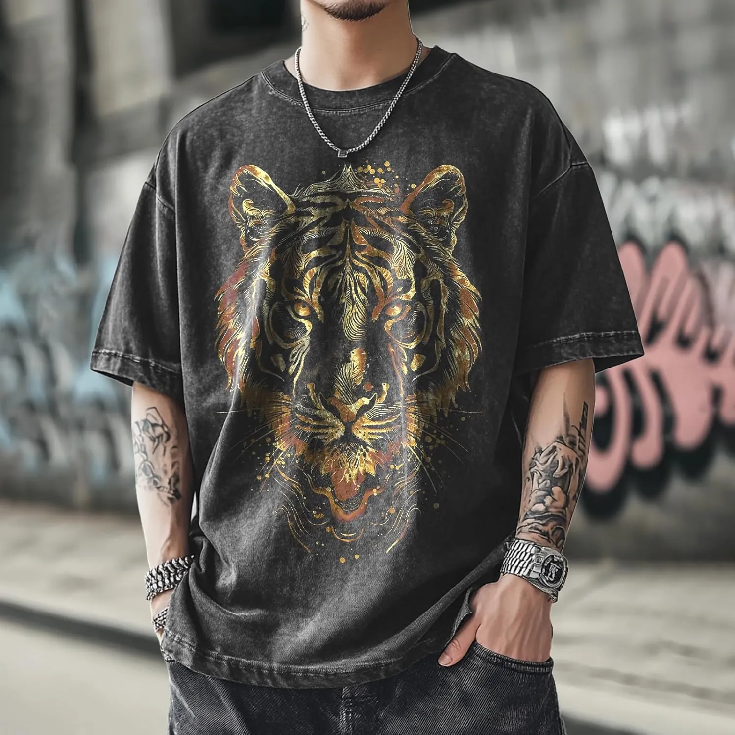 Mens Graphic T-Shirts 90s Rock Summer Big and Tall Workout Breathable Quick Dry Short Sleeve 100% Cotton Tee Shirts