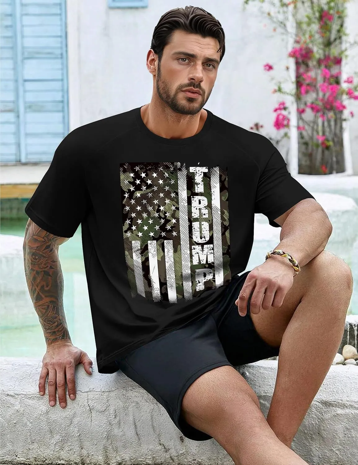 Mens Graphic T-Shirts Fashion Crew Neck Tshirts Gym Muscle Athletic Workout Summer Tee Shirt Top for Man
