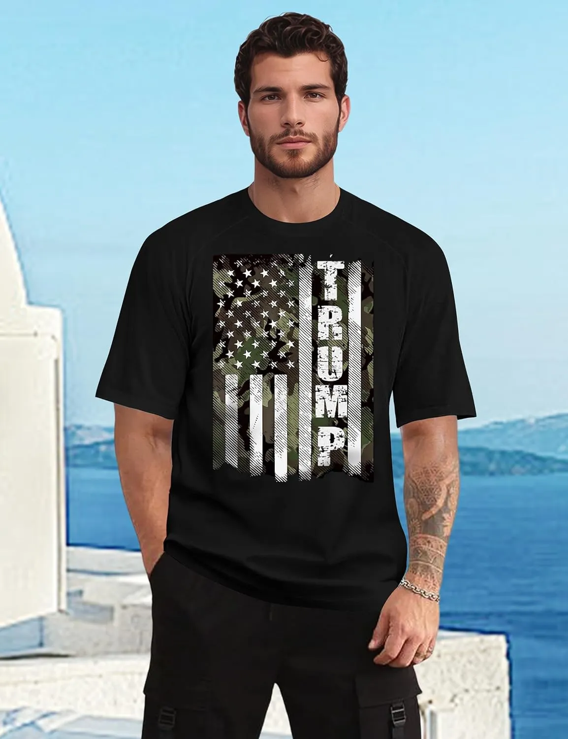 Mens Graphic T-Shirts Fashion Crew Neck Tshirts Gym Muscle Athletic Workout Summer Tee Shirt Top for Man