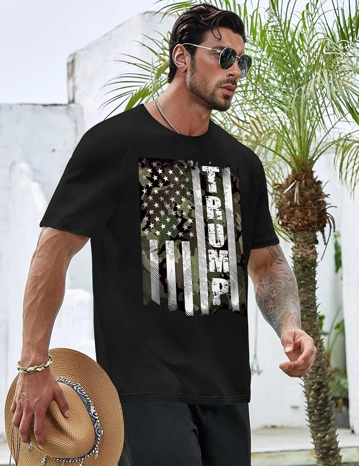Mens Graphic T-Shirts Fashion Crew Neck Tshirts Gym Muscle Athletic Workout Summer Tee Shirt Top for Man