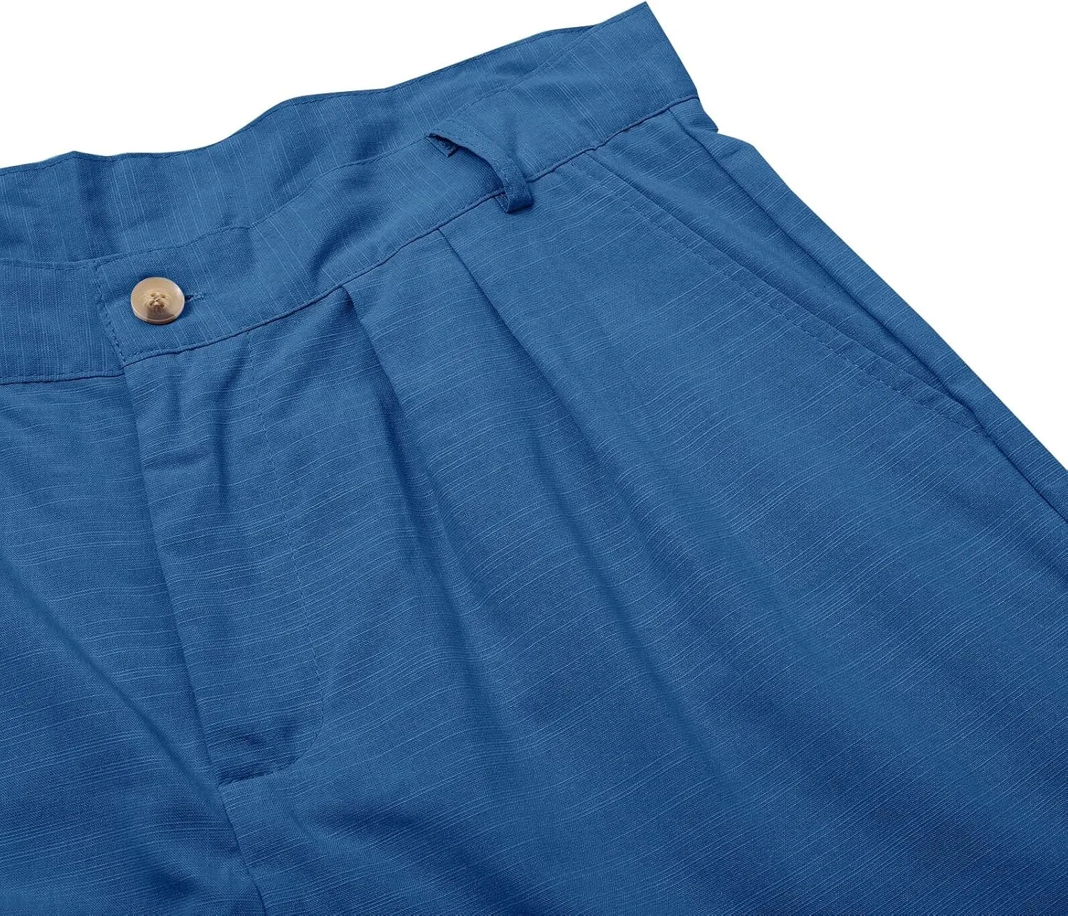 Mens Linen Casual Pants Plain Beach Vacation Pants Elastic Waist Lightweight Loose Pleated Slacks Summer Trousers