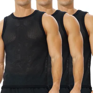 Men's Mesh Workout Tank Top Fitted Sleeveless Shirt for Casual Gym Muscle Training