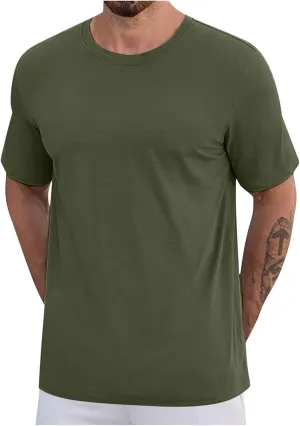 Men's Quick Dry Short Sleeve T Shirt Cotton Summer Casual Crewneck Lightweight Tee Shirts Workout Athletic Tops