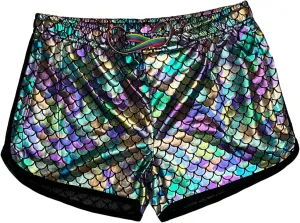 Mens Running Booty Shorts, Zippered Pockets, Rave & Party Short LGBTQ, Gay Rainbow Panda VPL 3 in Inseam Shorts
