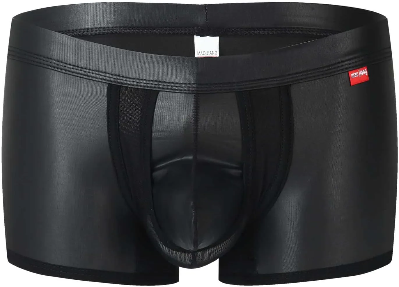 Mens Sexy Leather Shorts Fashion Smooth Boxer Briefs Friendly Hipster Underwears