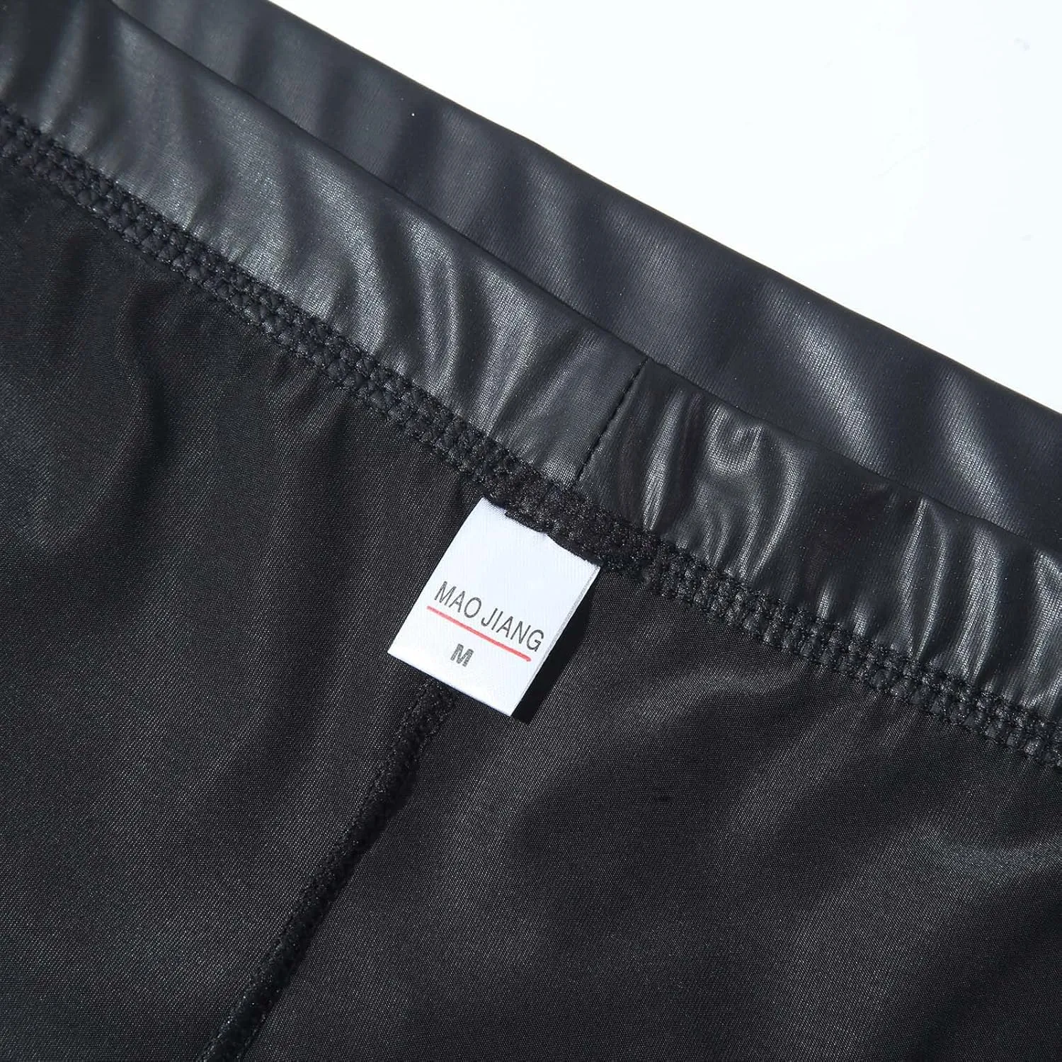 Mens Sexy Leather Shorts Fashion Smooth Boxer Briefs Friendly Hipster Underwears