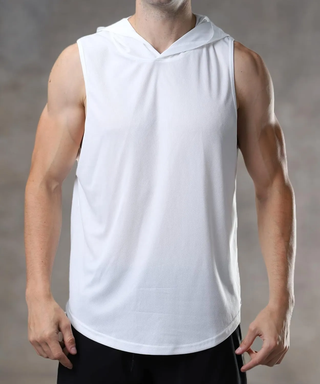Men's Sleeveless Hoodie Quick Dry Muscle Gym Shirts Workout Hooded Tank Top