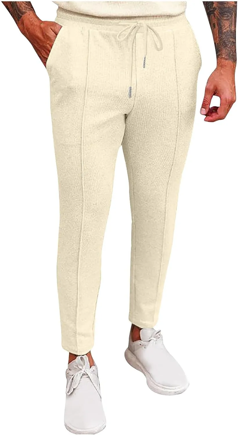 Men's Slim Fit Lightweight Athletic Joggers Hiking Sweatpants Stretch Running Track Gym Workout Pants with Pockets