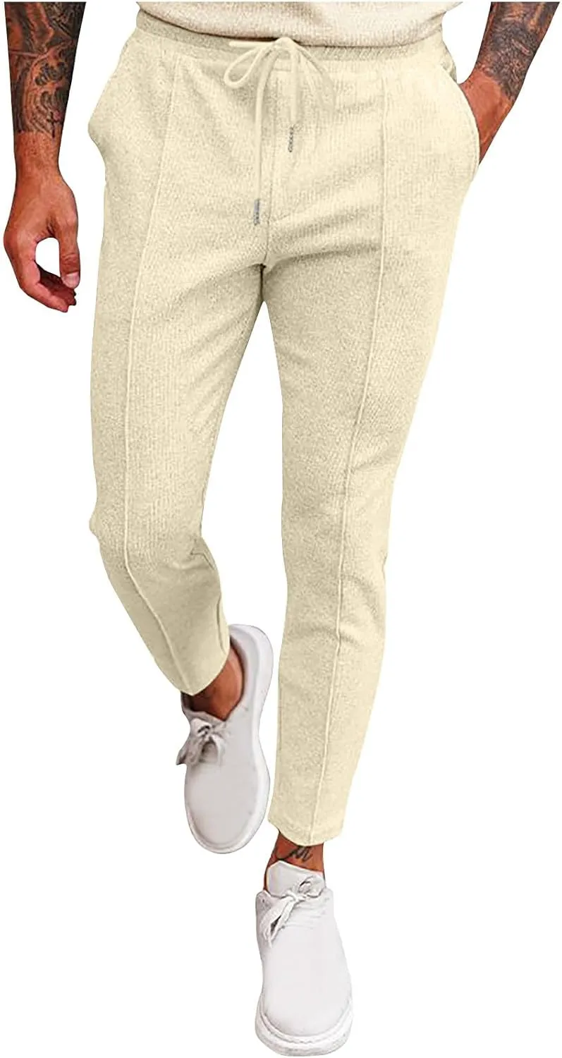Men's Slim Fit Lightweight Athletic Joggers Hiking Sweatpants Stretch Running Track Gym Workout Pants with Pockets