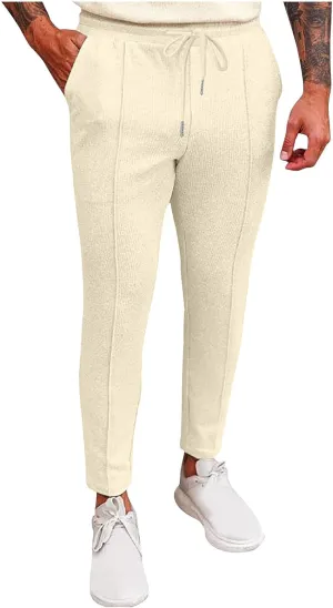 Men's Slim Fit Lightweight Athletic Joggers Hiking Sweatpants Stretch Running Track Gym Workout Pants with Pockets