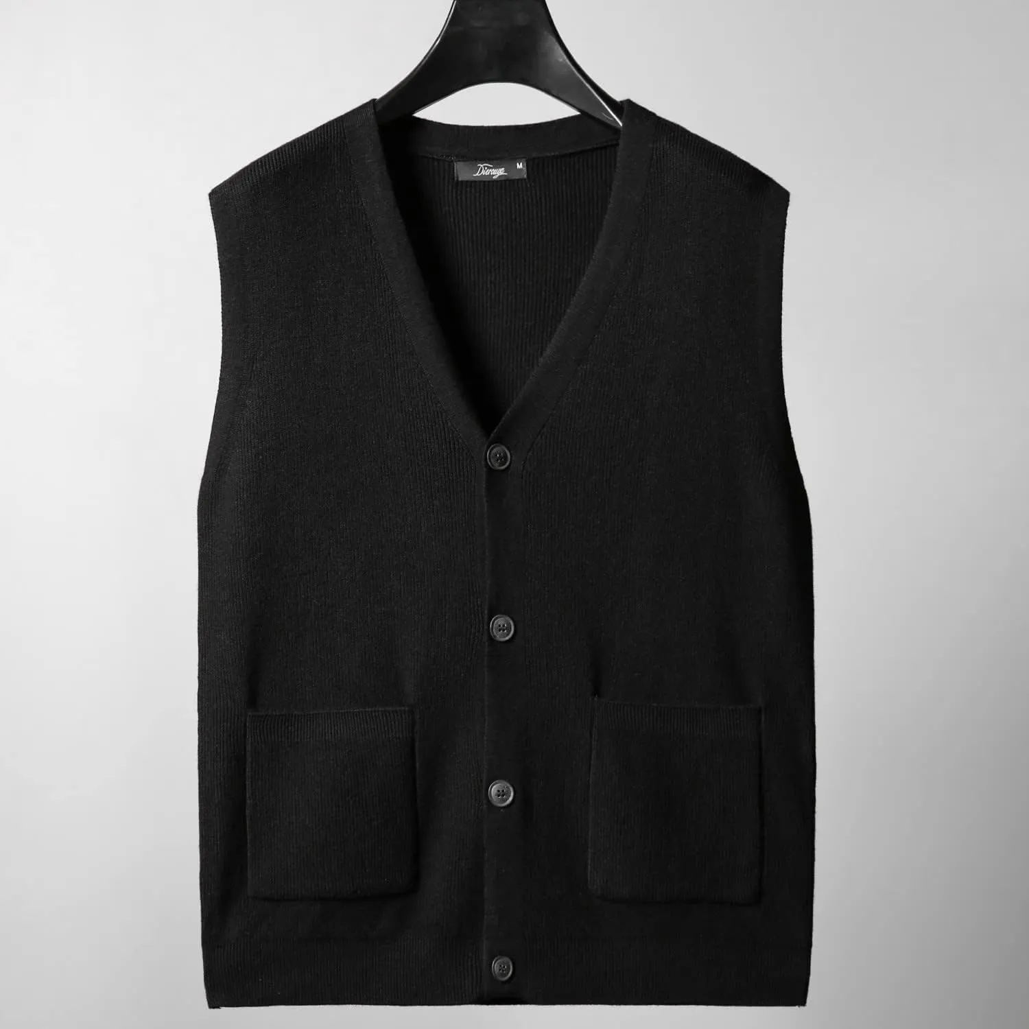 Men's Sweater Vest V-Neck Sleeveless Cardigan Loose Button up Knitted Fall Winter Heavy Knitwear with Pockets S~5XL