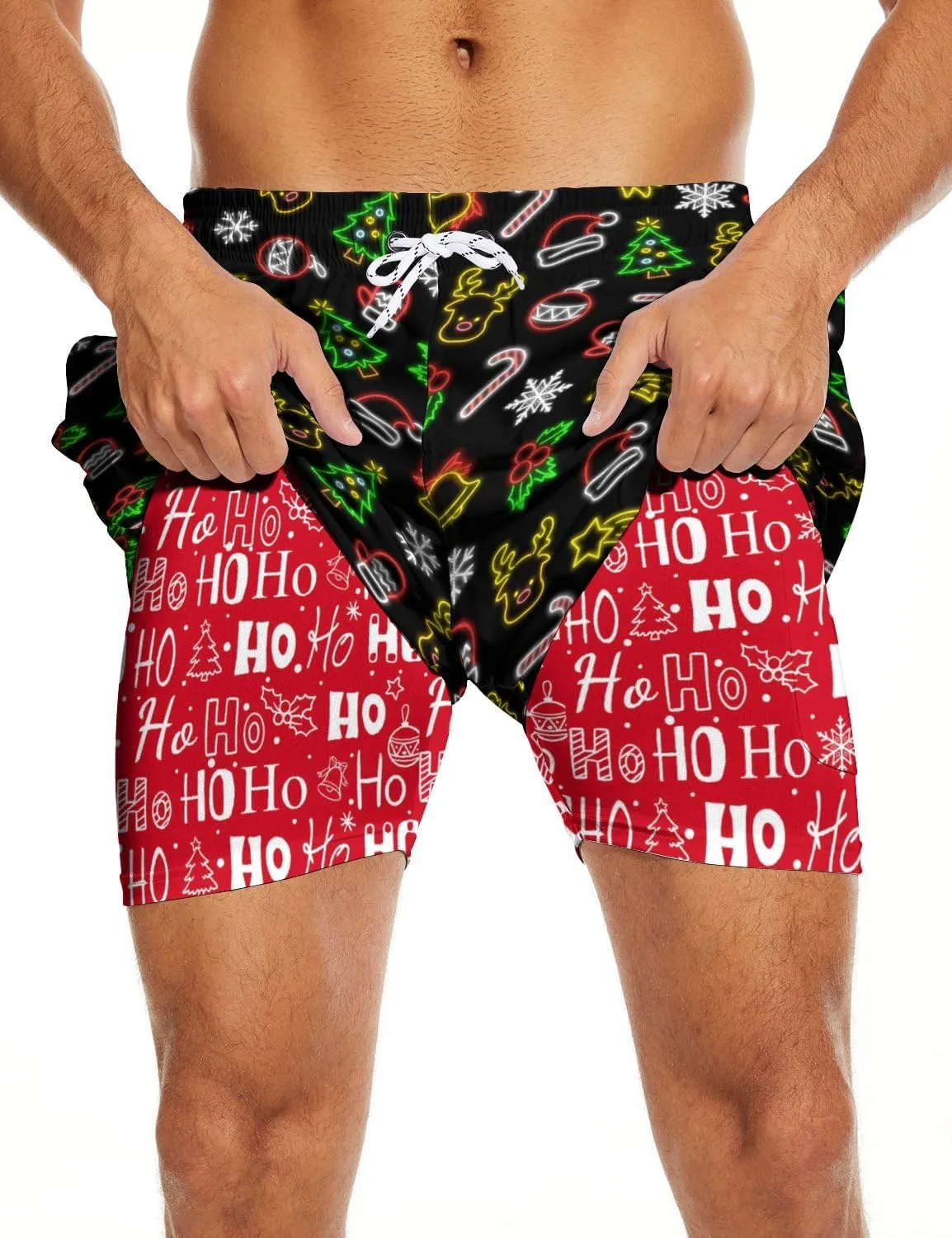 Men's Swim Trunks 7 Inch Inseam with Compression Liner Quick Dry Beach Shorts for Mens Board Shorts Swimwear