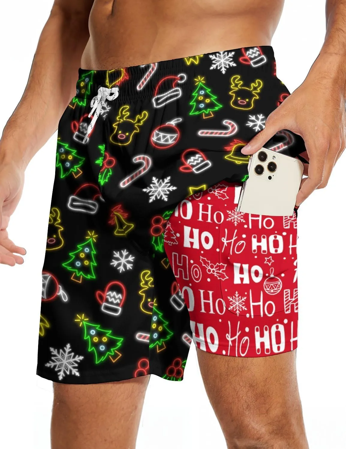 Men's Swim Trunks 7 Inch Inseam with Compression Liner Quick Dry Beach Shorts for Mens Board Shorts Swimwear