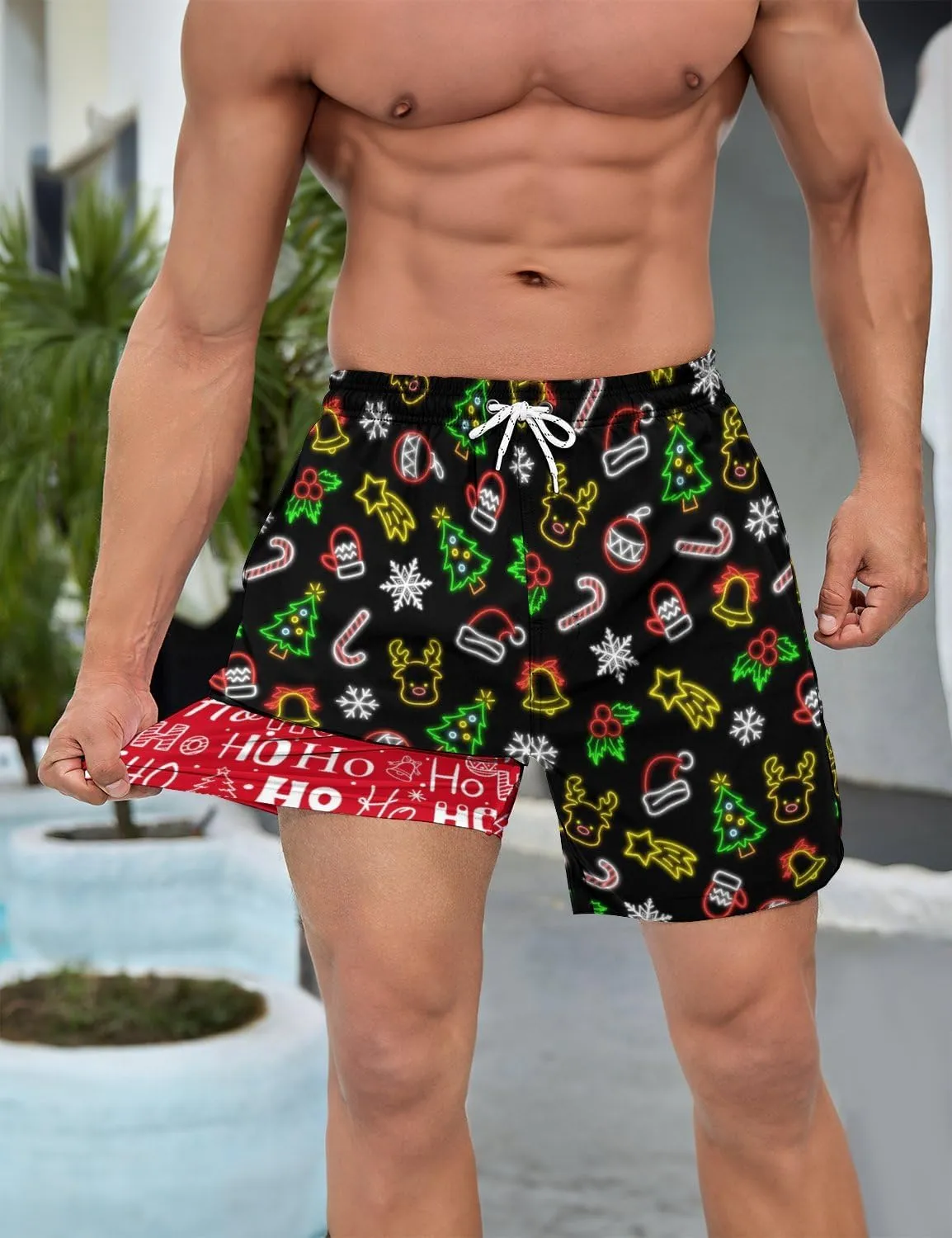 Men's Swim Trunks 7 Inch Inseam with Compression Liner Quick Dry Beach Shorts for Mens Board Shorts Swimwear