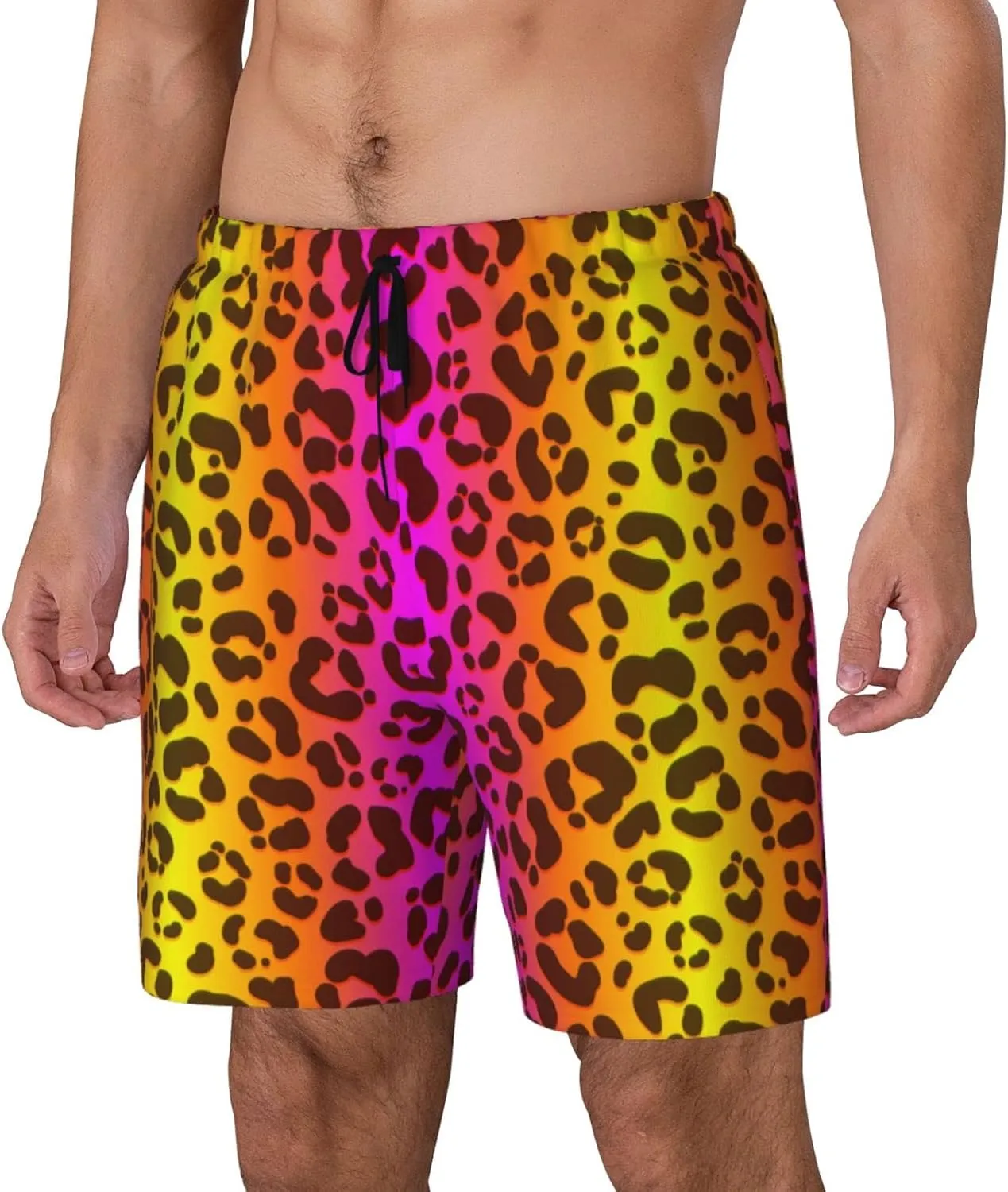 Mens Swim Trunks with Compression Liner Quick Dry Bathing Suit Stretch Swimwear Music Notes Board Shorts Beach Shorts