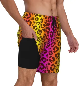 Mens Swim Trunks with Compression Liner Quick Dry Bathing Suit Stretch Swimwear Music Notes Board Shorts Beach Shorts