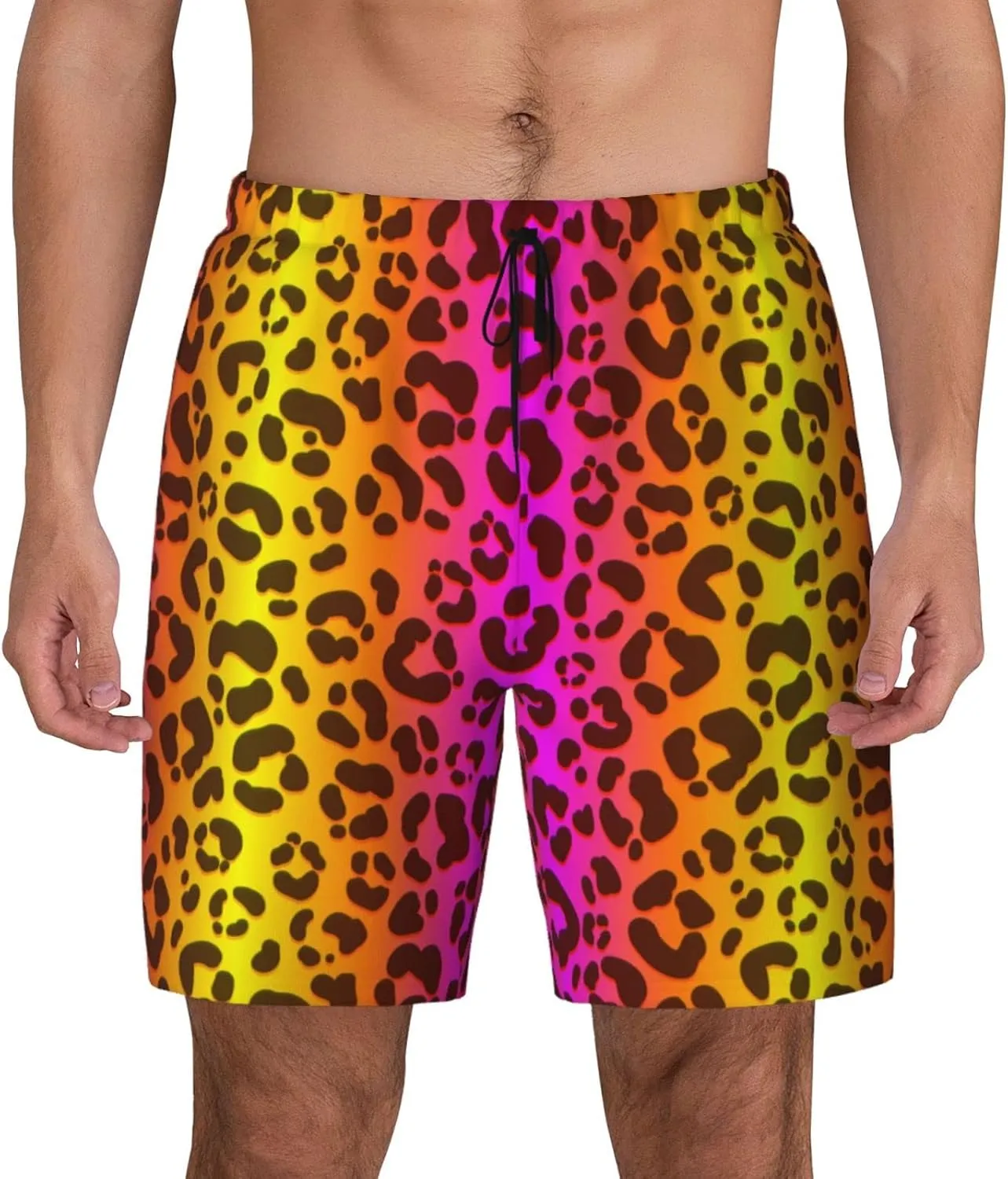 Mens Swim Trunks with Compression Liner Quick Dry Bathing Suit Stretch Swimwear Music Notes Board Shorts Beach Shorts