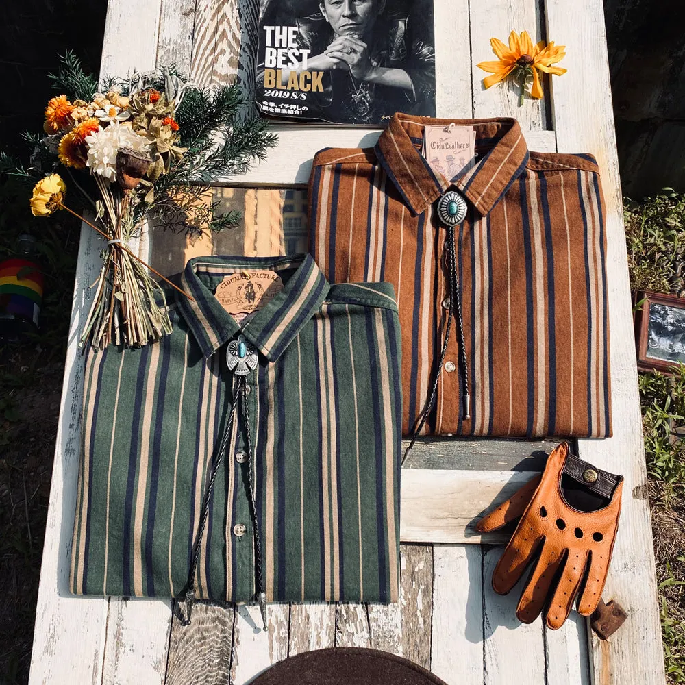 Men's Vintage Cotton Striped Long Sleeve Shirt