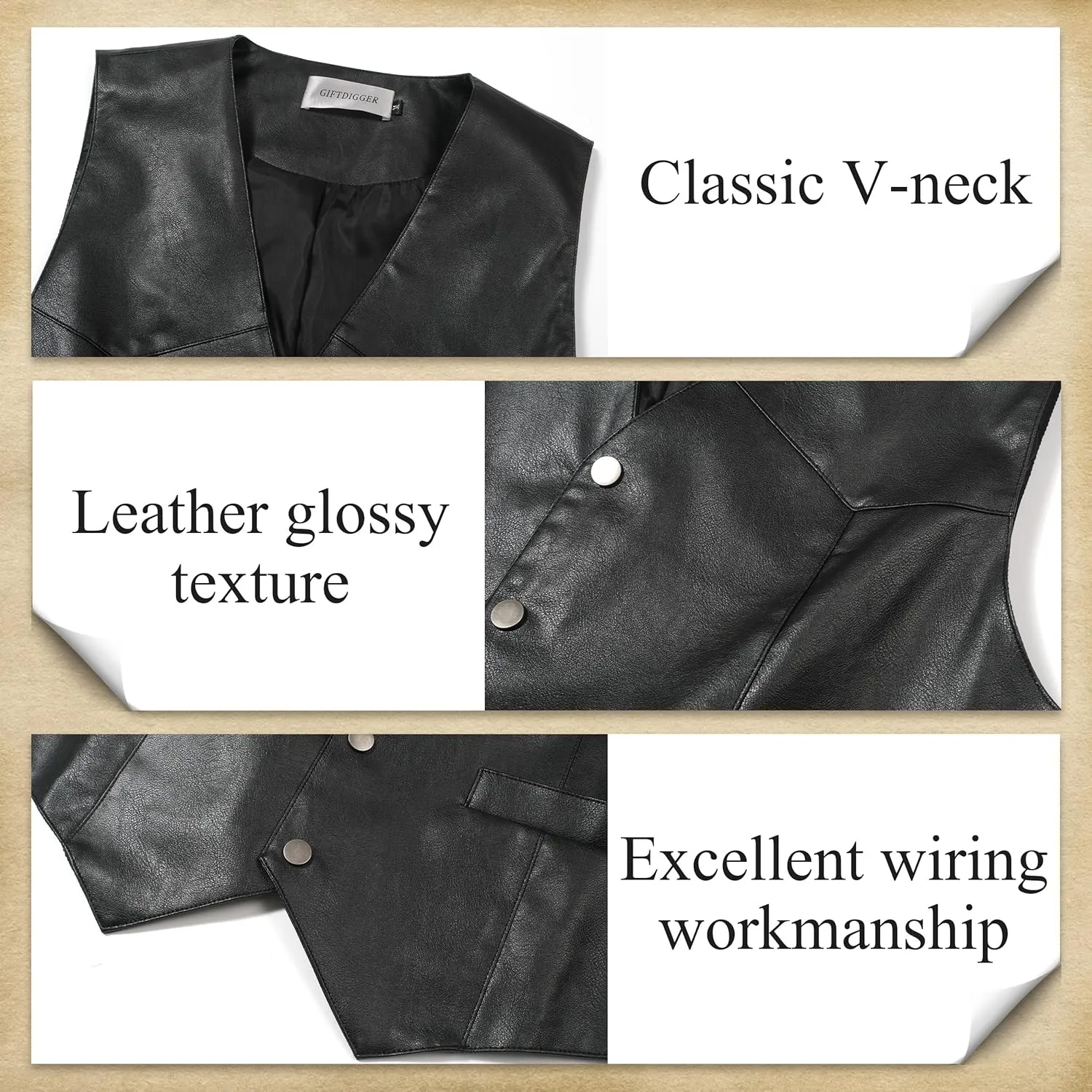 Men's Western Cowboy Vest,Vintage Cowboy Suit Vest with Bolo Tie,Slim Wedding Vests,Leather Light Casual Vests