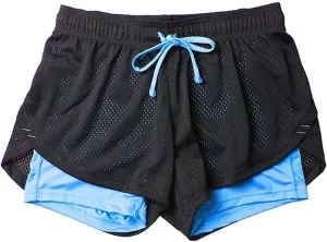 Mesh Double Layer Women's Workout Shorts Trendy Drawstring Elastic Waist Sports Short Summer Gym Yoga Exercise Pants