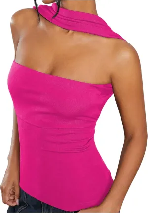 Milumia Women Ruched Strapless Halter Tube Top Open Back Slim Fit Bandeau Shirts