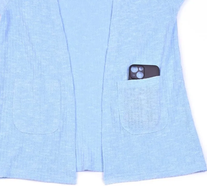 Mirawise Girls Front Open Long Sleeve Knit Cardigan Sweater with Pockets 6-13 Years