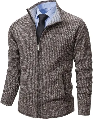 Msmsse Men's Cardigan Sweaters Full Zip Knitted Sweater for Men