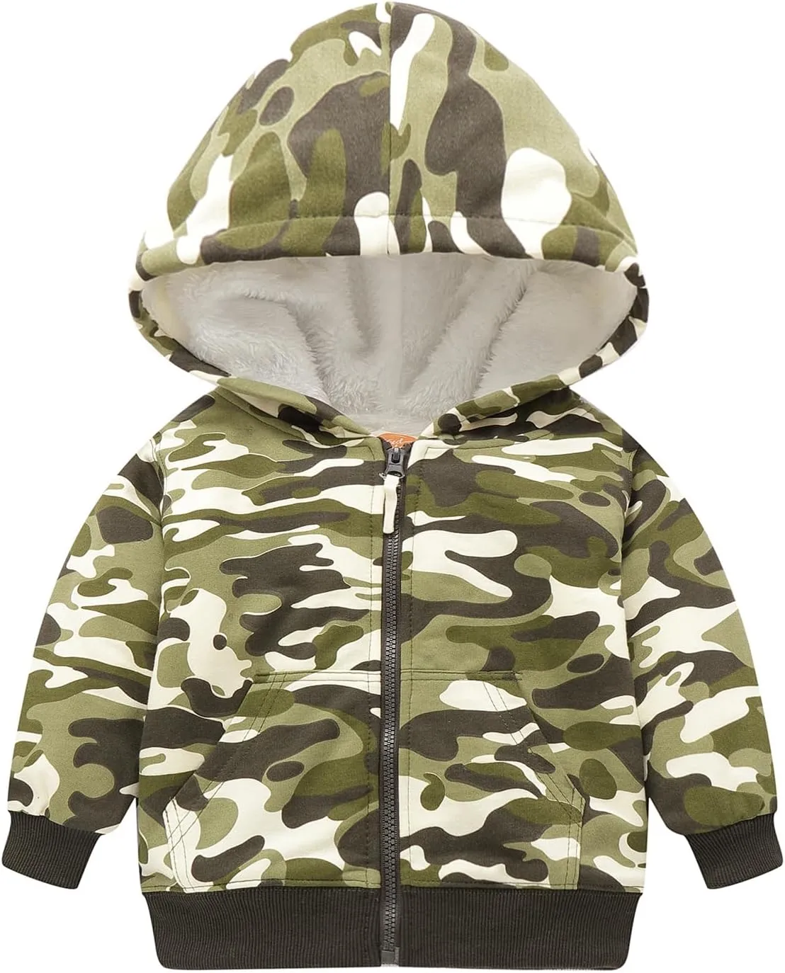 Mud Kingdom Boys Girls Full-Zip Hooded Sweatshirt Fur Lined Funny Pattern 6 Months-8 Years
