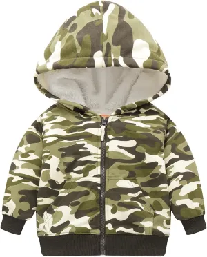 Mud Kingdom Boys Girls Full-Zip Hooded Sweatshirt Fur Lined Funny Pattern 6 Months-8 Years
