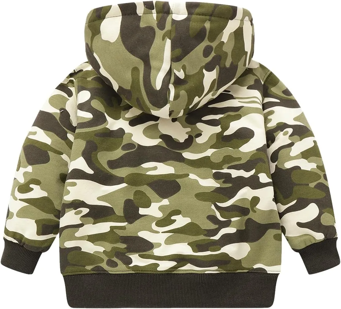 Mud Kingdom Boys Girls Full-Zip Hooded Sweatshirt Fur Lined Funny Pattern 6 Months-8 Years