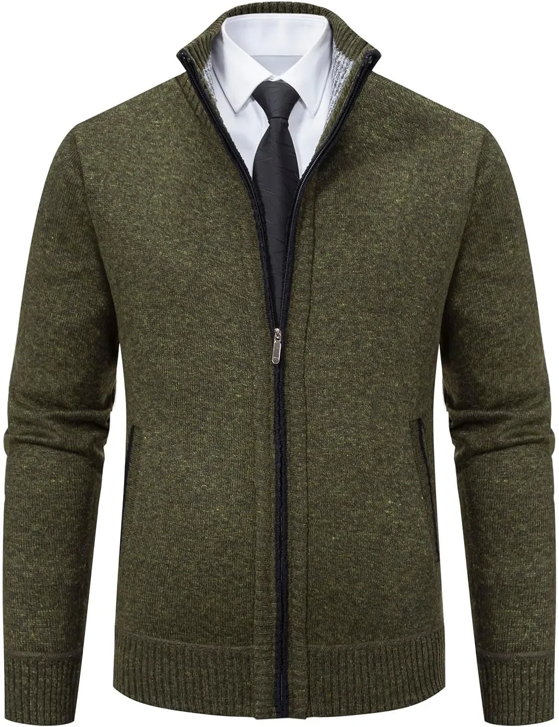 Mylldey Mens Sweater Cardigan Full Zip Knitted Long Sleeve Sweaters Men Workout Outfits