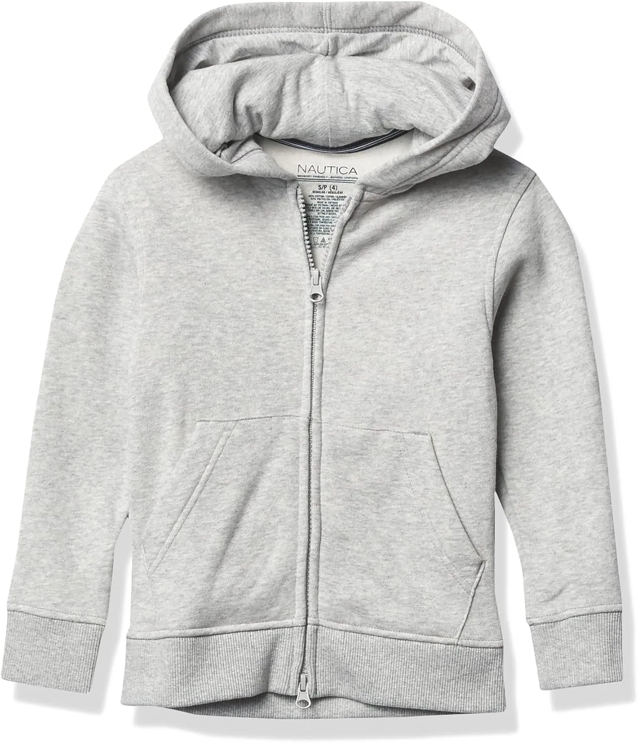Nautica Boys' Long Sleeve Sensory-Friendly Fleece Full Zip Hoodie