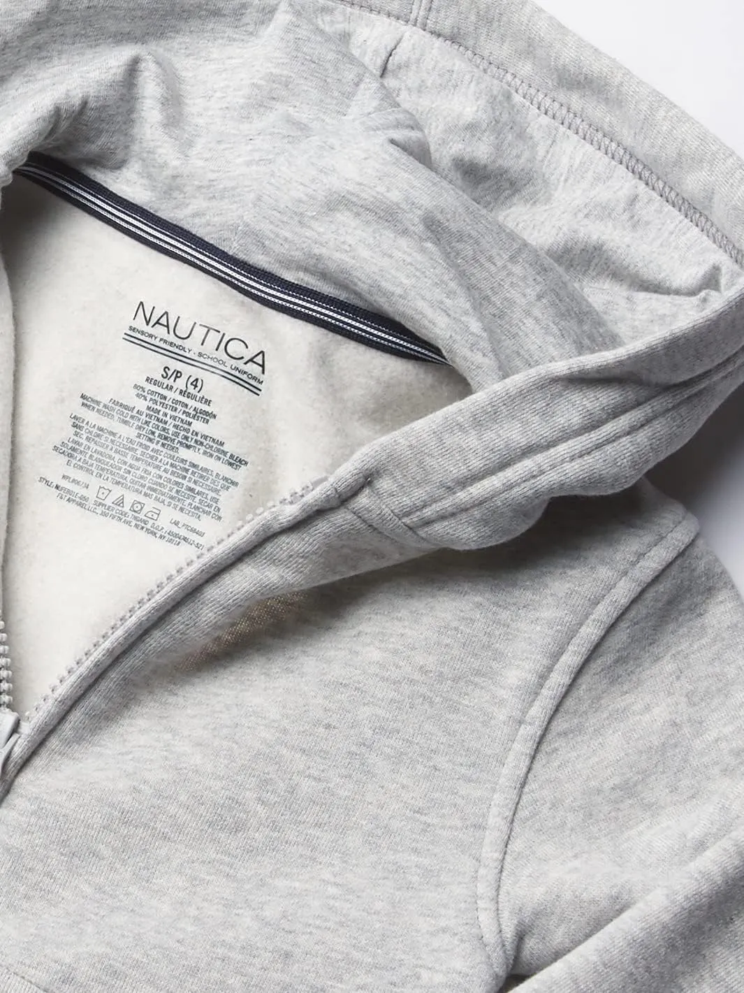 Nautica Boys' Long Sleeve Sensory-Friendly Fleece Full Zip Hoodie