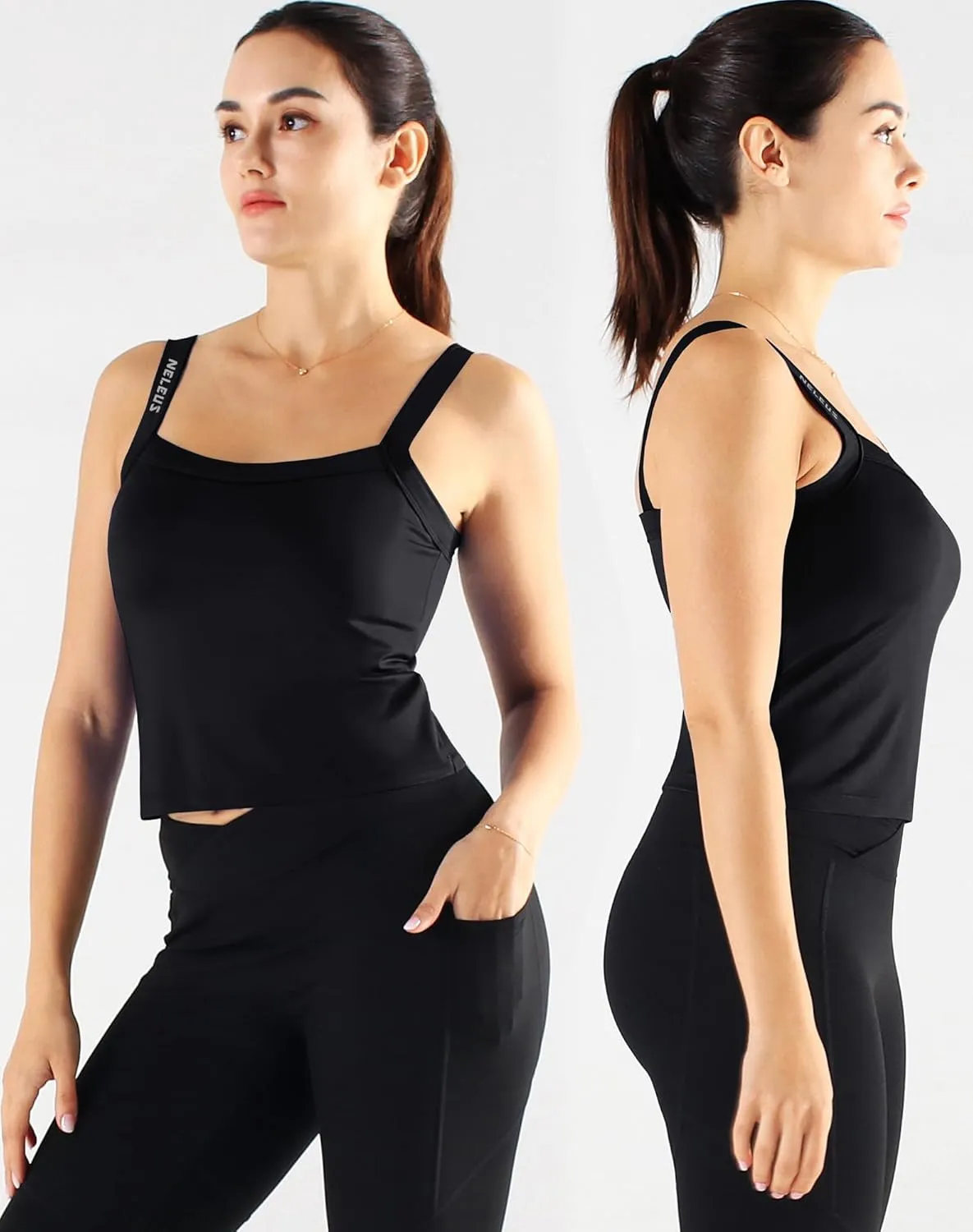 NELEUS Women's 3 Pack Athletic Compression Tank Top with Sport Bra Running Shirt