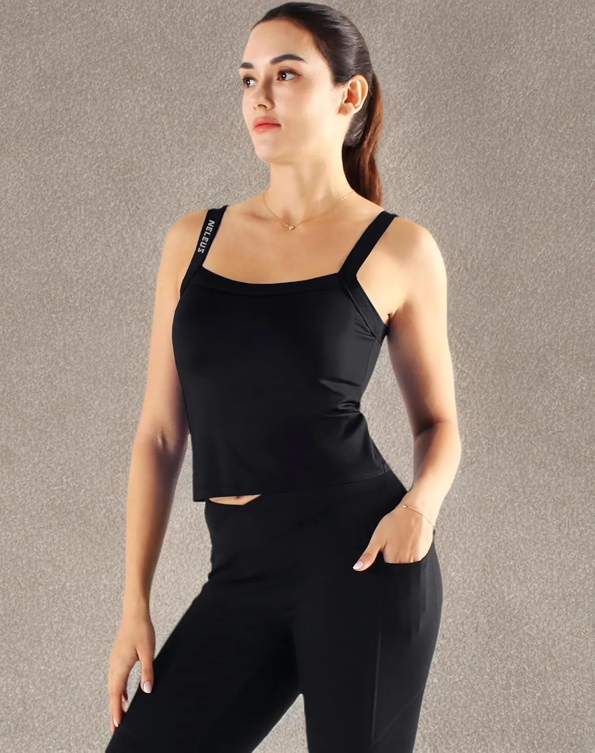 NELEUS Women's 3 Pack Athletic Compression Tank Top with Sport Bra Running Shirt