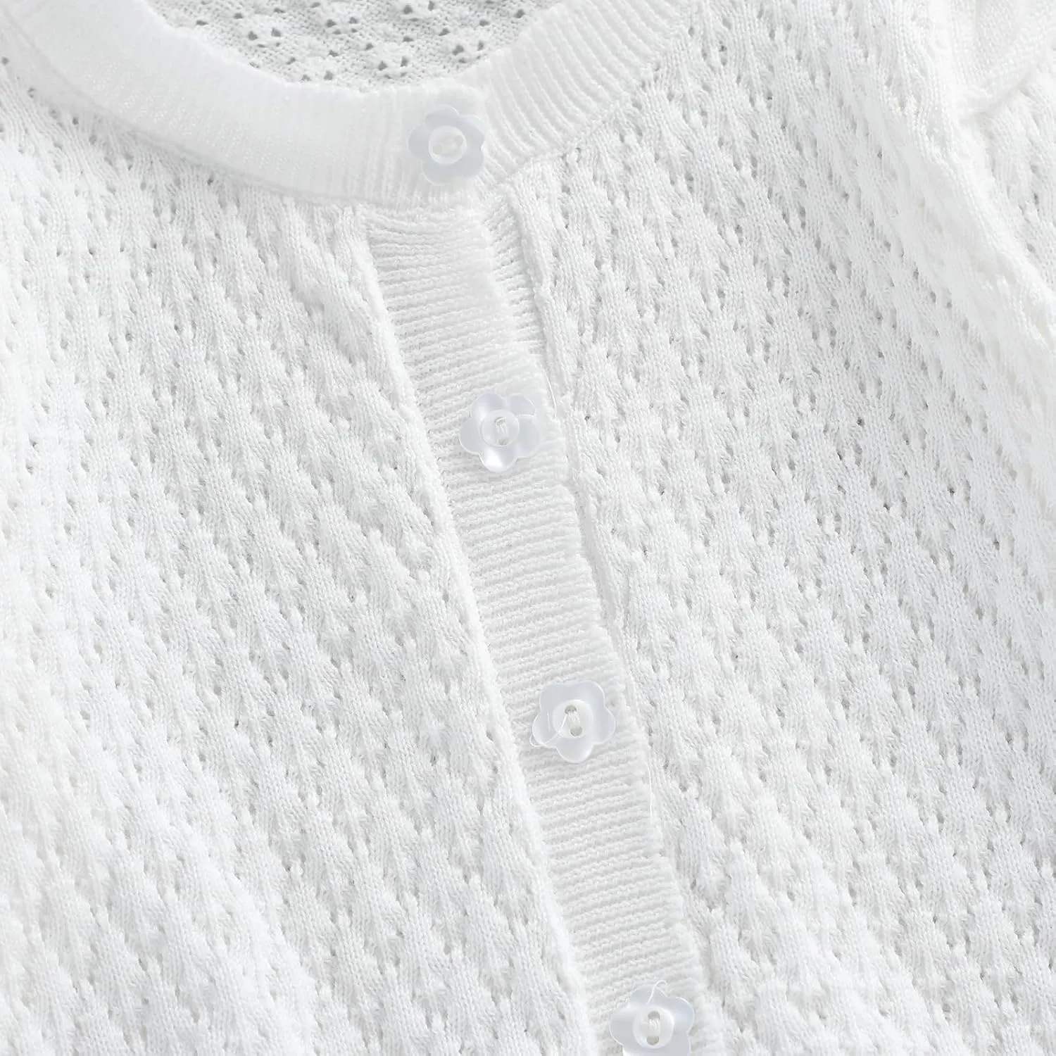 Newborn Baby Girls Knit Cardigans Long Sleeve Crewneck Hollow Knit Thin Sweater Toddler Button Tops Coat Outwear