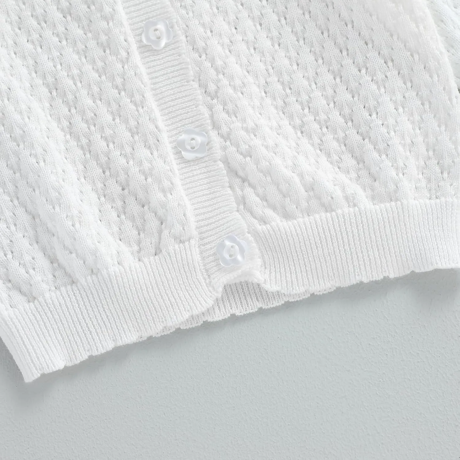 Newborn Baby Girls Knit Cardigans Long Sleeve Crewneck Hollow Knit Thin Sweater Toddler Button Tops Coat Outwear