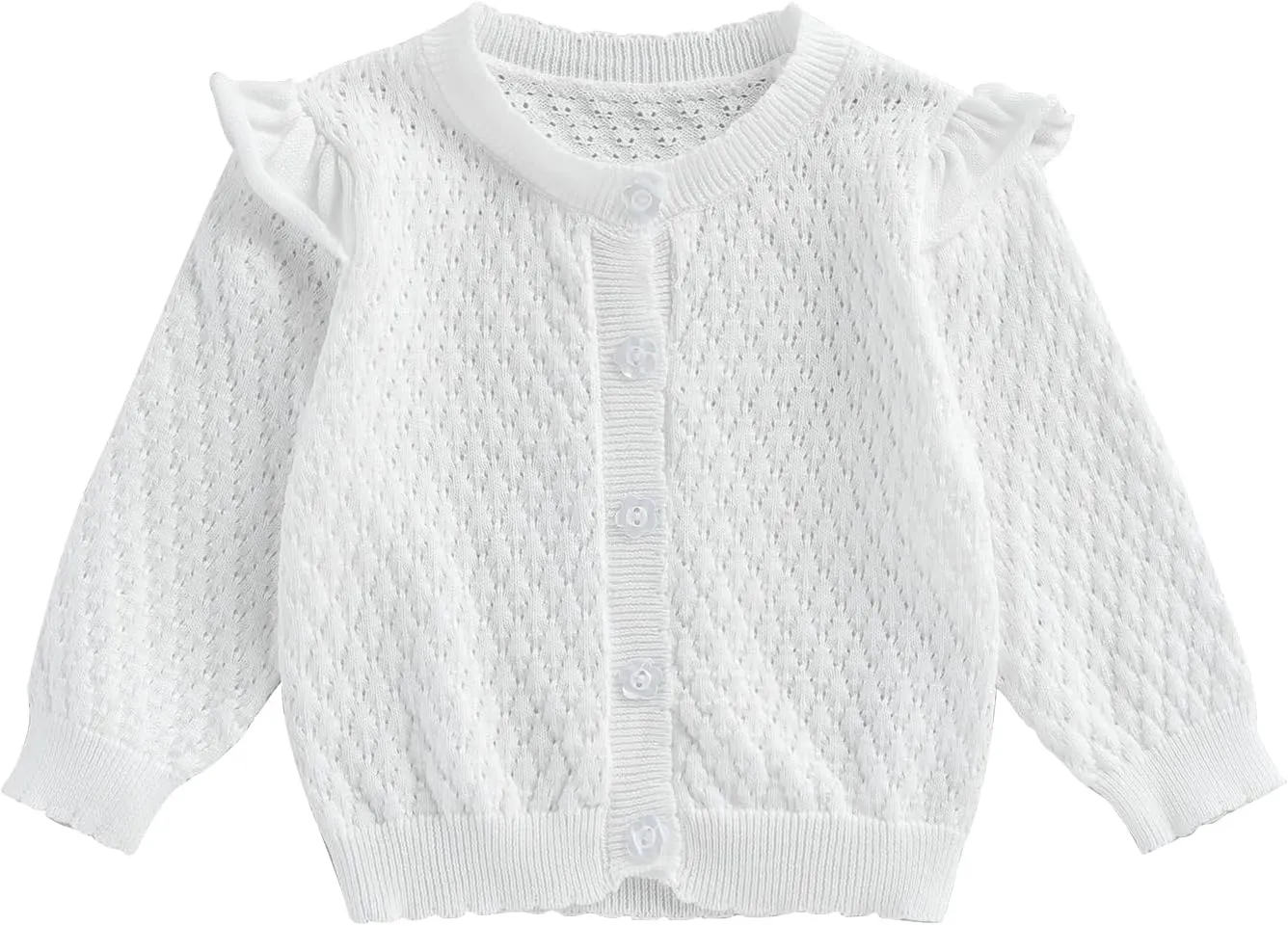 Newborn Baby Girls Knit Cardigans Long Sleeve Crewneck Hollow Knit Thin Sweater Toddler Button Tops Coat Outwear