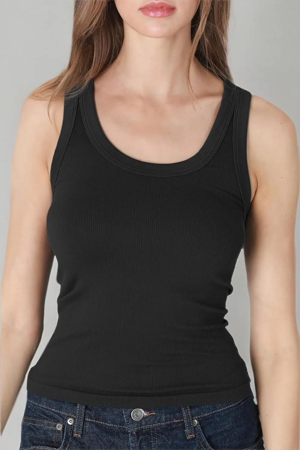 NIKIBIKI Women Seamless Reversible Ribbed Tank Top, Made in U.S.A, One Size