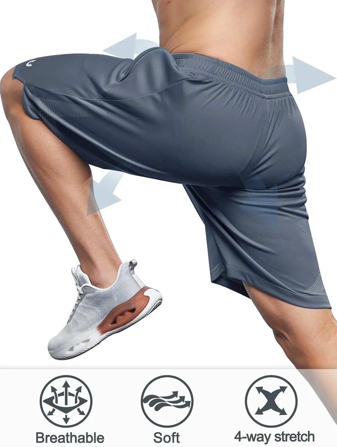 NORTHYARD Men's 10" Athletic Basketball Shorts with Zipper Pockets Quick Dry Lightweight Running Workout Gym Tennis Shorts