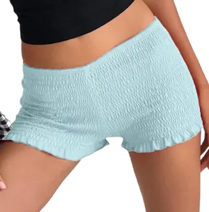 NUFIWI Women Gingham Boy Shorts Smocked Plaid Bloomers Cute Frill Ruffle Sexy Micro Shorts Bottoms Y2k Pettipants