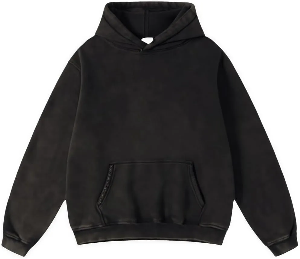 Oversize Men's Vintage Hoodie Zip Up Long Sleeve Sweatshirt with Pockets Acid Wash Streetwear Fleece Hoodies Jacket