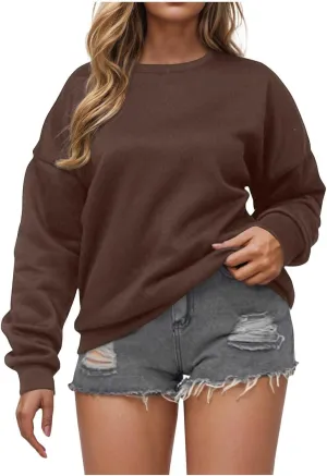 Oversized Crewneck Sweatshirt Women Fall Pullover Fleece Long Sleeve Shirts Teen Girls Cute Sweater Preppy Clothes
