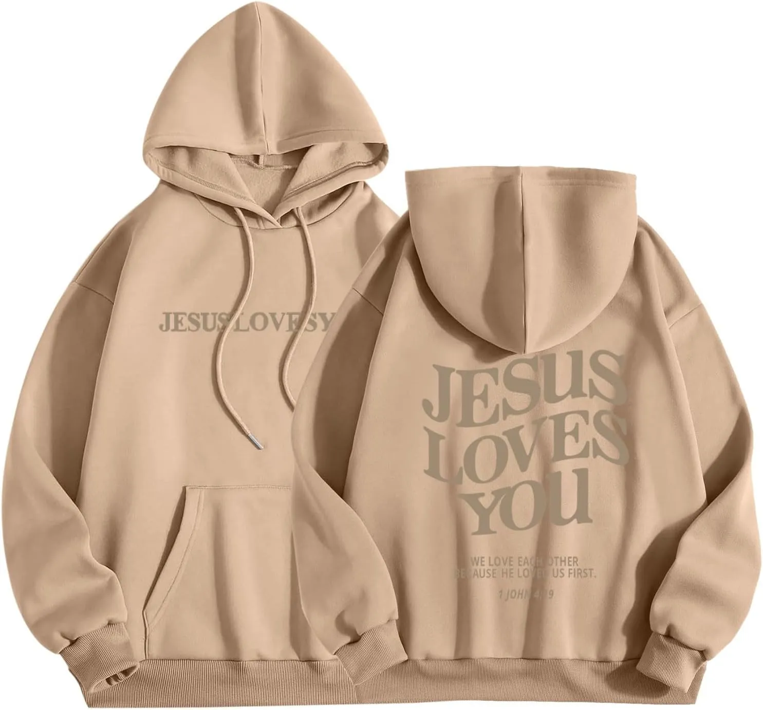 Oversized Hoodie for Women Thankful Grateful Blessed Christian Hooded Hoodies Causal Sweatshirts with Pocket Pullover