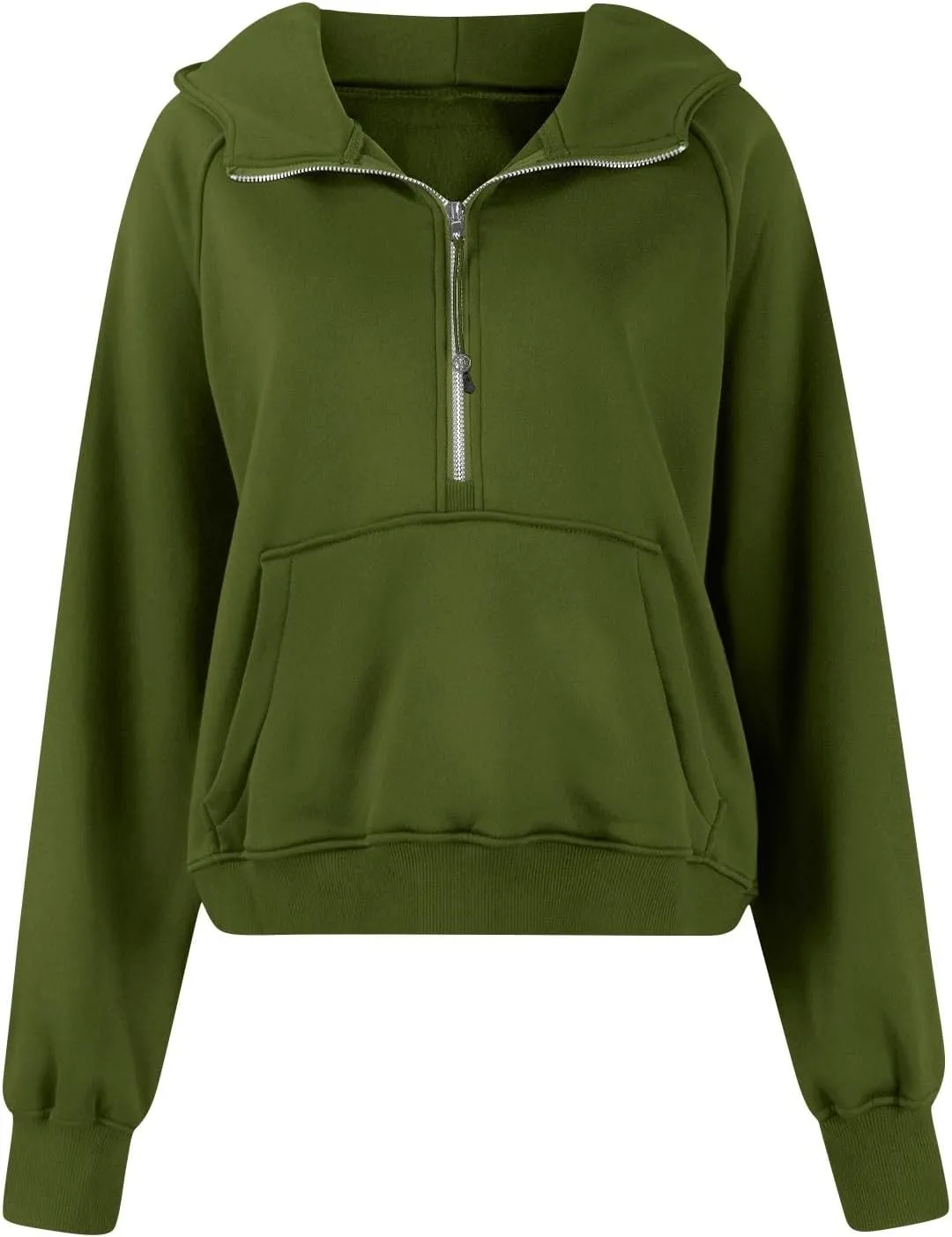 Oversized Hoodie Women Fleece Lined Thumb Hole Cropped Half Zip Sweatshirt Drop Shoulder Long Sleeve Going Out Tops
