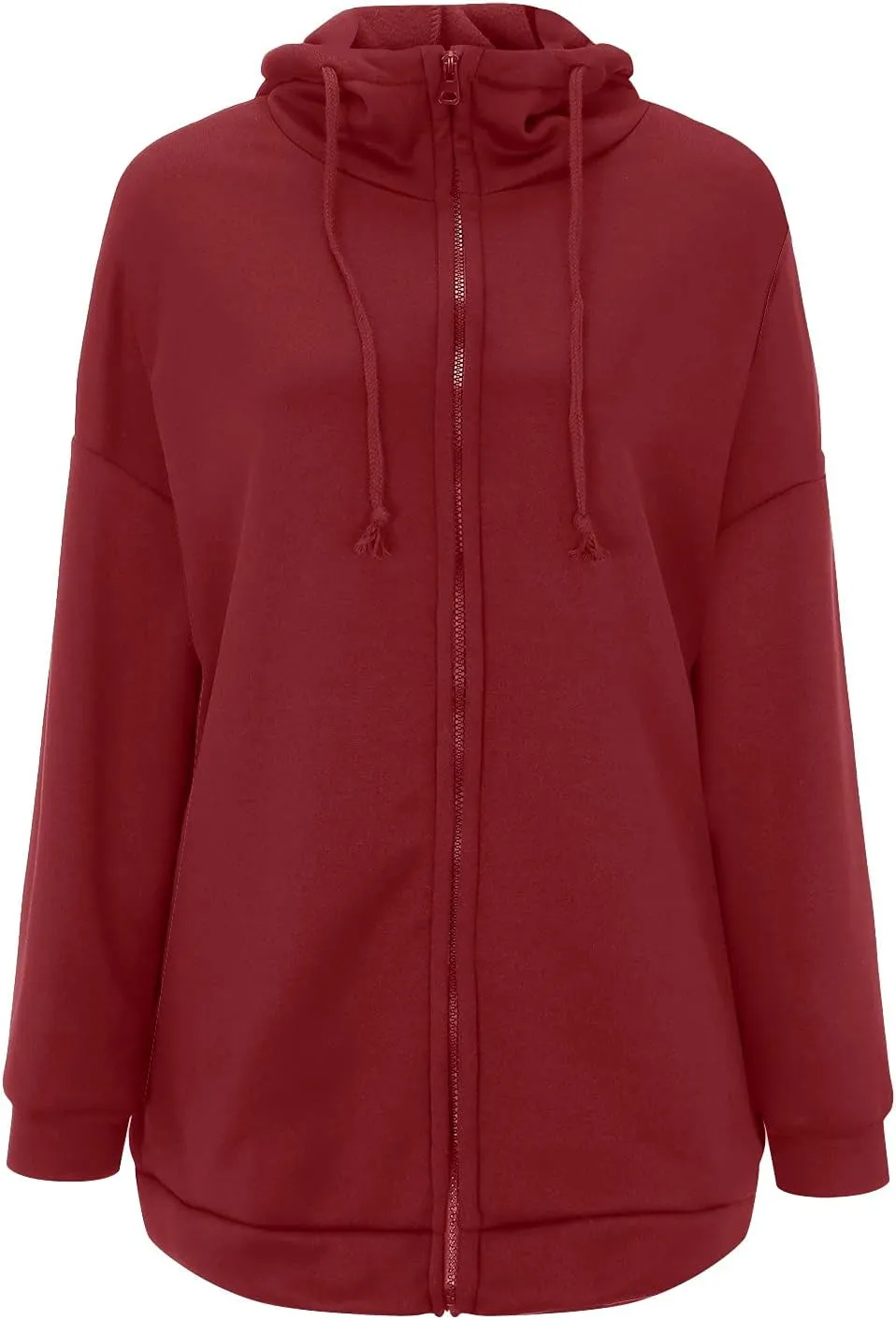 Oversized Hoodies for Women Fall Zip up Hooded Sweatshirts Casual Soild Color Long Fleece Jacket with Pockets